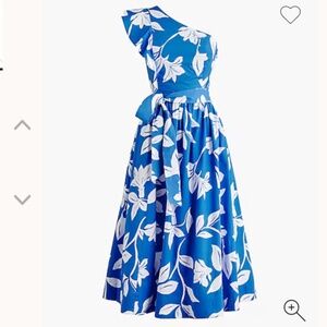 NWOT J.Crew Factory - Blue and White Floral - One Shoulder - Midi Dress - 00